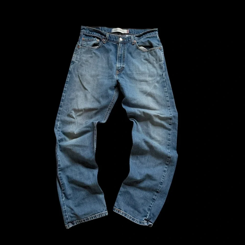 Y2K Levis 505 Regular Fit Jeans Blue Medium Wash Denim 34x32 Straight Distressed